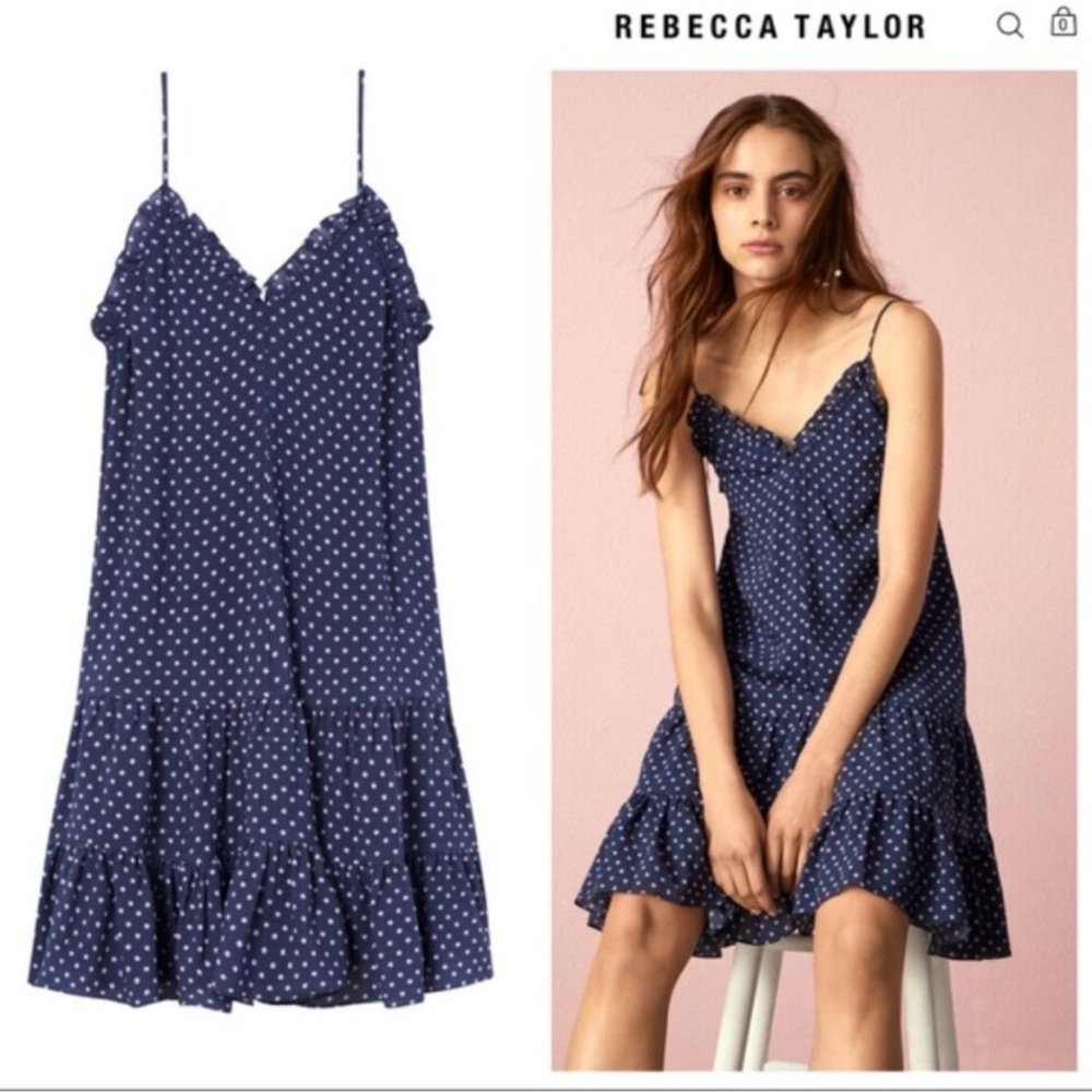 Rebecca Taylor Navy Polka Dot Dress